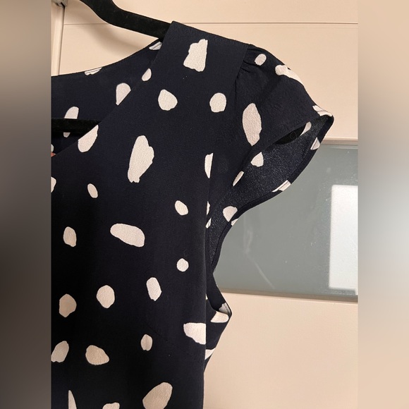 Aritzia Wilfred Navy White Dots High Waisted A-line Shift Day mini dress S - Picture 2 of 8